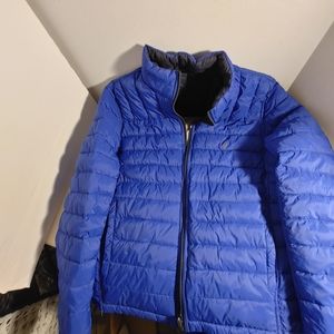 Women's Nautica Puffer Coat Reversible Jacket Size S Blue Gray